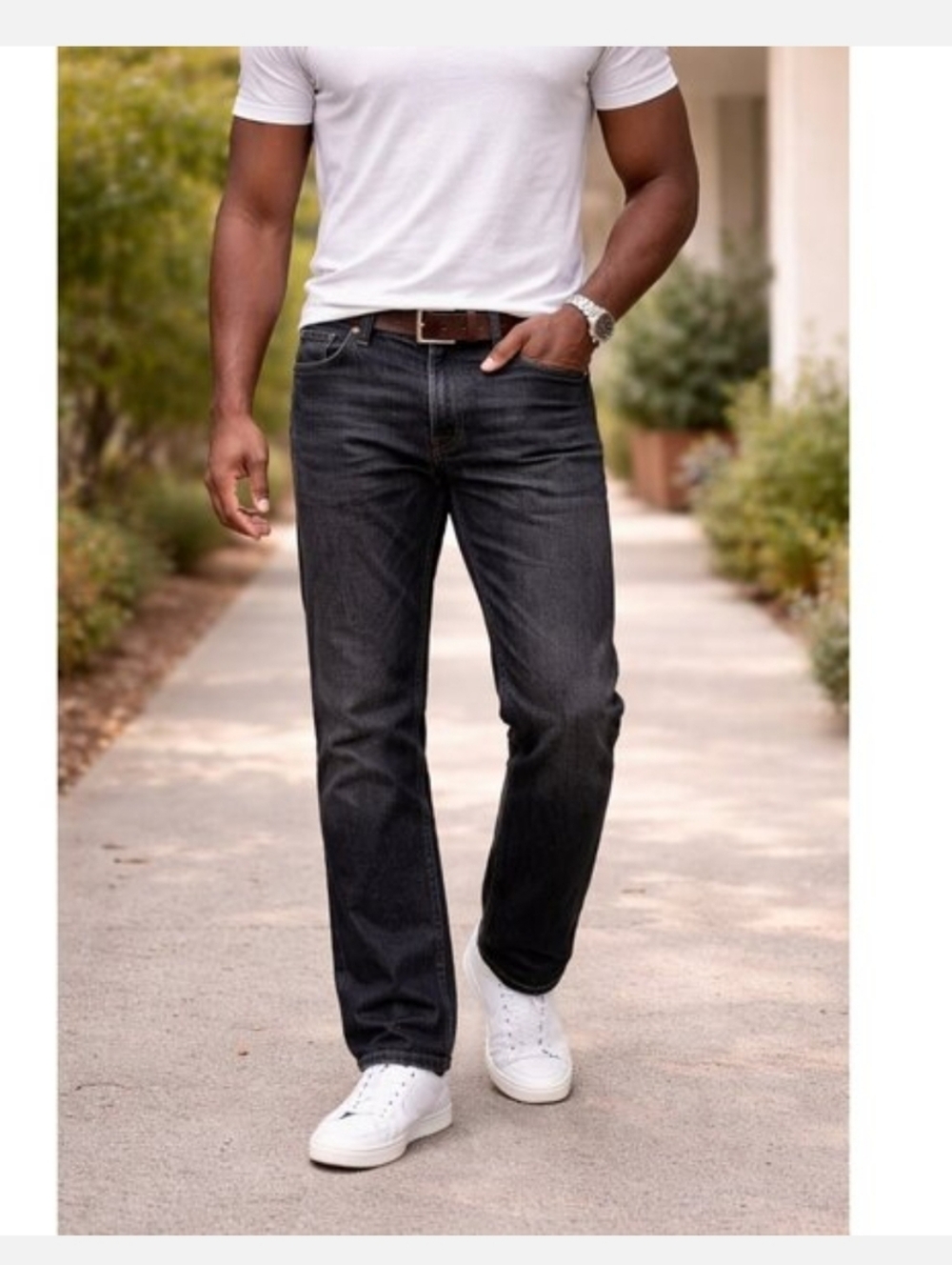 GUESS Regular Straight-Leg Crescent Fit Men's Dark Wash Denim Jeans 33x34